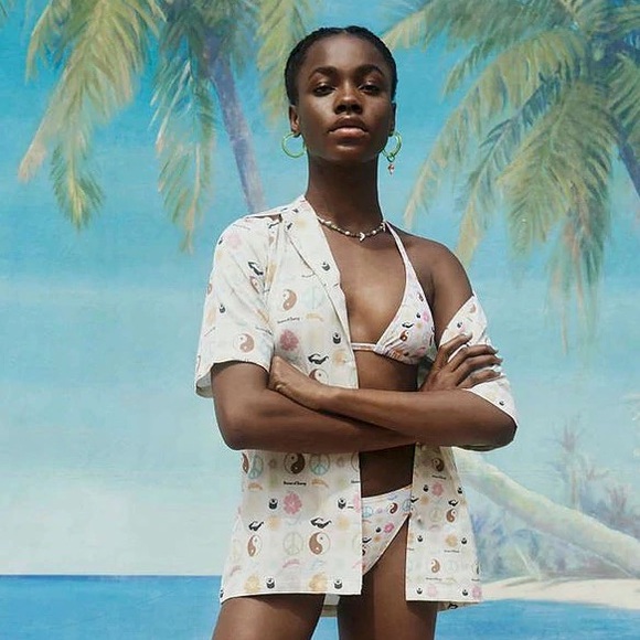 House of Sunny Happy Days peace sign bikini top in Sea Salt Size Medium - Picture 5 of 5